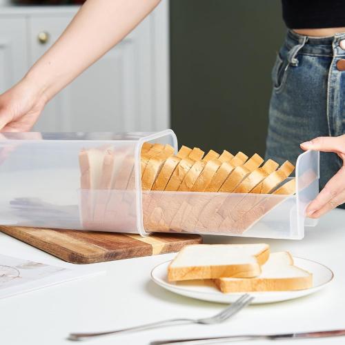 SUYUDSM Bread Box, 5L Bread Box Storage for Kitchen Countertop Plastic (Black with Tray,1Pack)