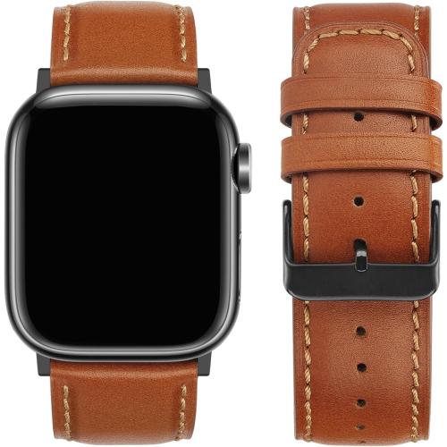 Tasikar Bands Compatible with Apple Watch Band 49mm 46mm 45mm 44mm 42mm Genuine Leather Replacement Straps Compatible with Apple Watch Ultra 3 2 1 SE Series 11 10 9 8 7 6 5 4 3, Classic Brown