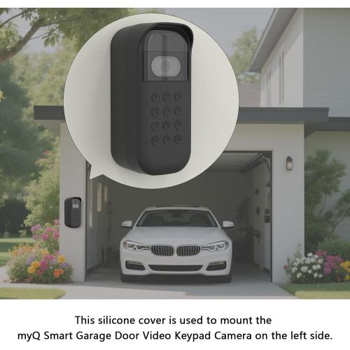 Silicone Cover for MyQ Smart Garage Video Keypad, Right-Tilt Cover Only for Outer Left Wall 20° Installation (Black)