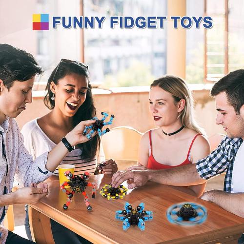 Fidget Toys Transformable Fidget Spinners ADHD Tools for Kids Adult Teen Toddler Autism Sensory Toys Juguetes para Niños 4 Pack Party Favors for Kids