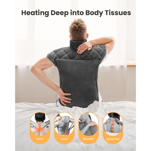iDOO Heating Pad for Back Pain Relief, Large Weighted Electric Heat Pad for Neck Shoulders, Christmas Birthday Gifts for Women Men Elderly, FSA Eligible Items only List, 24x33, ETL Certified, Gray