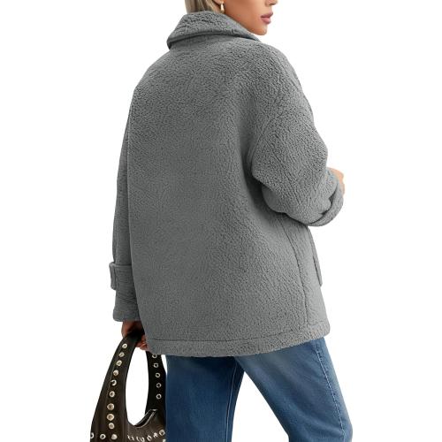 O'NEILL Womens Fuzzy Fleece Jacket Button Down Sherpa Coats Casual Faux Furturn Collar Thicken Outerwear with Pockets.  Size XS (color Navy)