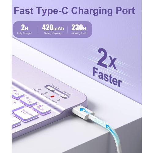 Hamile for iPad 11th 10th Generation Case with Keyboard - 7 Colors Backlit Wireless Detachable Folio Keyboard Cover with Pencil Holder for iPad 11-inch A16 2025 10th Gen 10.9 Inch 2022 (Purple)