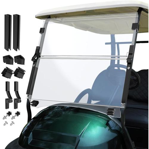 Upgraded Club Car Precedent Windshield,Golf Cart Windshield for Precedent/Tempo/Onward (2004-Up)– Heavy Duty Hinges, Foldable, Anti-UV & Impact Resistant, 5MM Thick PC Material, 37.6W X 33.2H