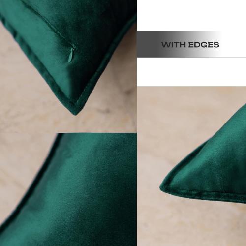 JIAHANNHA Velvet Emerald Green Throw Pillow Covers 18x18 Inches Pack of 2 Soft Decorative Square Cushion Covers for Couch Sofa Bed Livingroom Car,45x45Cm,Deep Dark Green