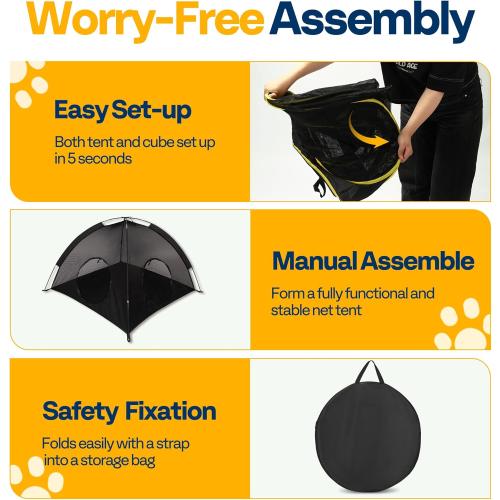 VIVOHOME 6-in-1 Outdoor Cat Enclosure with Playhouse, 2 Tents & 3 Tunnels - Portable Cat Playground with Leash and Mint Ball for Indoor/Outdoor Use, Yard Balcony Camping Safety