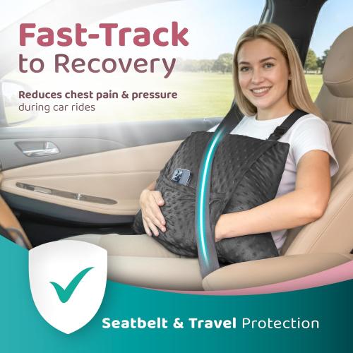 Zomaple Hysterectomy Pillow Post Surgery   Gel Pack, Black – Full Abdomen Coverage for Restful Trips – Neck Support, Strap & Cover Included – Hysterectomy Recovery Must Haves