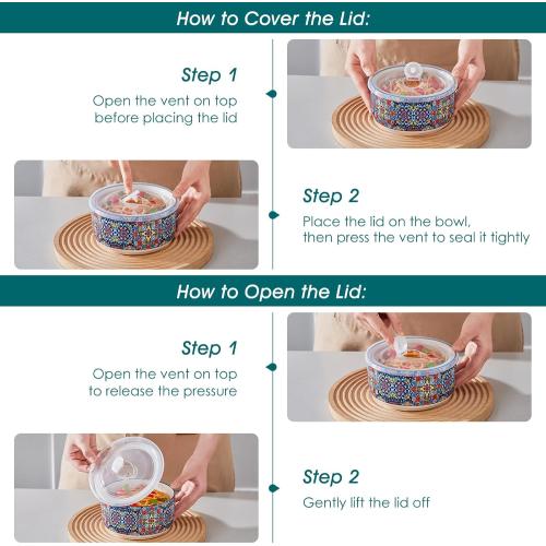 vancasso Serving Bowls with Lids Set of 4, Ceramic Nesting Mixing Bowls for Food Storage, Prep and Stackable, Dishwasher & Microwave Safe Gift Set
