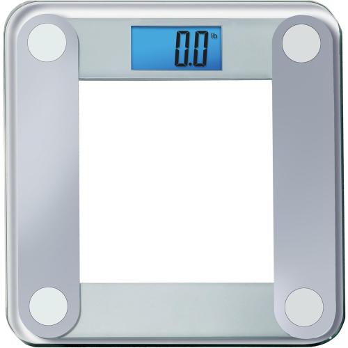 Eat Smart Digital Bathroom Scale with Extra Large Easy to Read Lighted Display, Accurate Weight Tracking, Includes Free Body Tape Measure, Grey and Clear