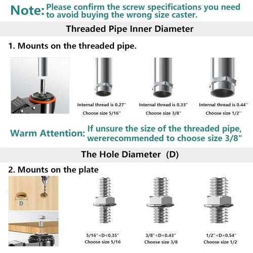 4 inch Stem Caster Wheels 2000lbs, Threaded Stem Casters Set of 4 Heavy Duty,3/8-16 x 1(Stem Diameter 3/8, Length 1), Safety Dual Locking Caster, Industrial Castor Wheels for Cart,Furniture