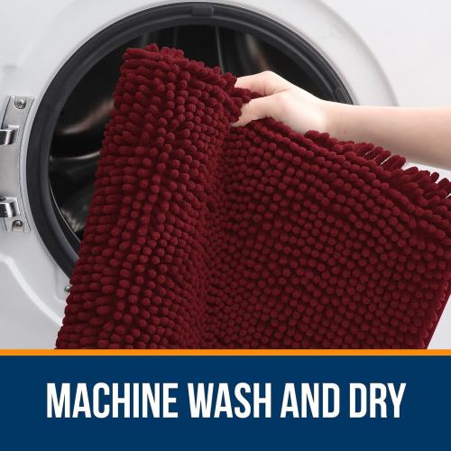 Bathroom Rugs 30x20, Extra Soft Absorbent Chenille Bath Rugs, Rubber Backing Quick Dry, Machine Washable Bath Mats for Bathroom Floor, Tub and Shower, Home Decor Accessories, Burgundy