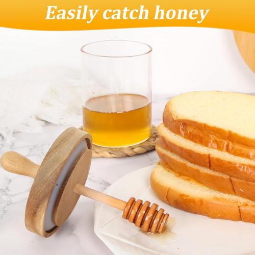 12 Oz Honey Jar with 2 Wooden Dippers and Lid,Honey Pot Dispenser,Clear Glass Honey Container for Home Kitchen,Store Honey and Syrup,Easy to Clean