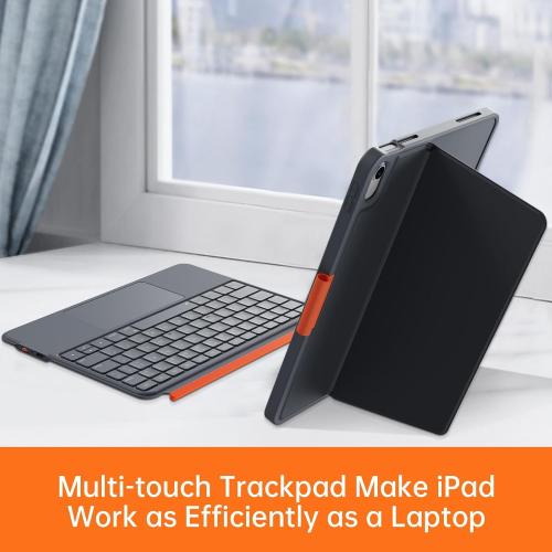 Case with Keyboard for iPad 10th Generation & 11th (A16, 2025): Bluetooth Wireless Detachable Magnetic Stand Rechargeable Keyboard with Folio Slim Compact Removable Cover with Trackpad, White Backlit