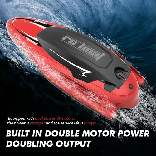 Remote Control Boat for Pool (Red), RC Boat for Kids, 2.4Ghz Control, Whole Body Waterproof, Water Rc Toys for Kids, Radio Controlled Watercraft