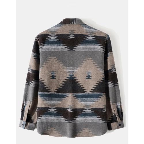 VIEWON Men's Casual Print Button Down Long Sleeve Lightweight Lapel Western Shacket Jacket Coat Large