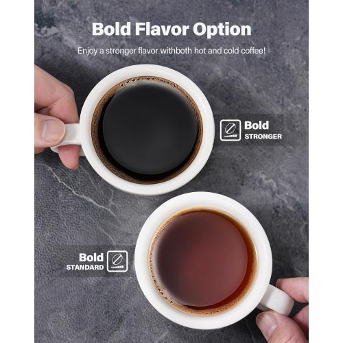 Coffee Maker Hot & Iced With Bold Setting,Single Serve Coffee Maker For K Cup And Grounds,52 Oz Removable Water Tank,6-14 Oz Brew Sizes,One Cup Kcup Coffee Machine With Reusable Filter,(Black)