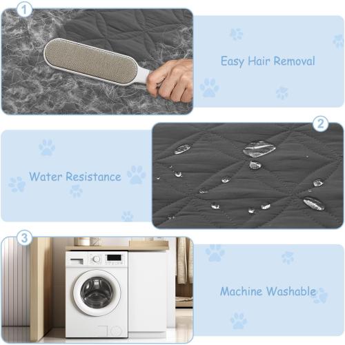 SPXTEX 100% Waterproof Dog Bed Cover, Reusable Pet Furniture Cover, Non-Slip Dog Blanket Incontinence Mattress, for Kids Children Dog Cats Cover Sofa Couch(82x102 Inches, Dark Gray)