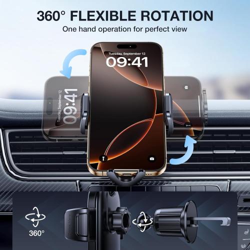 Miracase Phone Holders for Your Car with Metal Hook Clip, Air Vent Cell Phone Stand Car Mount, Universal Automobile Cradle Fit for iPhone Android and All Smartphones, Dark Grey