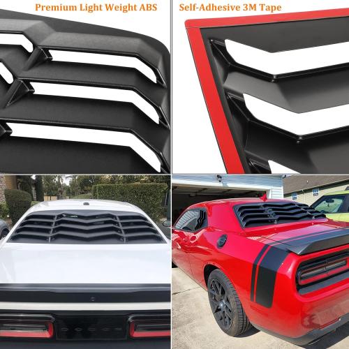 Bonbo Rear Window Louver Fits for Dodge Challenger 2008-2022 2023 in GT Lambo Style Custom Fit Windshield Sun Shade Cover ABS (Matte Black)