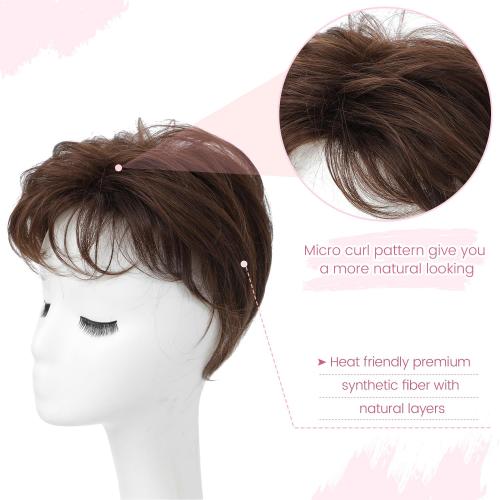 UDU Short Pixie Cut Hair Topper for Women Toppers for Women with Thinning Hair, Soft, Lightweight, and Easy to Apply for a Chic Look