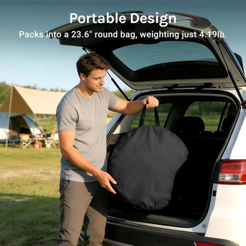 WolfWise PRO Pop Up Shower Tent with Silver Coated, Floor and Rain Fly | Portable Changing Tent with Window & Carry Bag for Camping, Outdoor Privacy Toilet Bathroom with UV Protection, 75/79/83 H