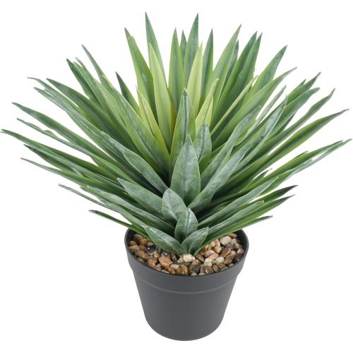 Velener Artificial Agave Plant in Black Pot with Real Stone Pebbles, Large Fake Agave Plants for Indoor and Outdoor-15 inches Tall, 81 Leaves