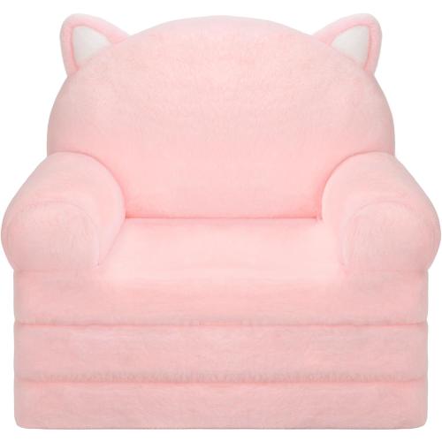 Color Pink MONKISS Kids Couch, Comfy Toddler Chair, 2 in 1 Fold Out Kids Sofa to Lounger, Baby Sleeper Chair, Toddler Furniture, Birthday Gifts for Girls, 18  Months, Pink