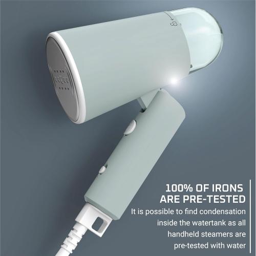 Rowenta Mini Travel Steamer for Clothes, Portable Handheld Steamer with 2.3 Oz Tank, Foldable, 1100 Watts, Ironing, Travel Essentials, Green, DR1014