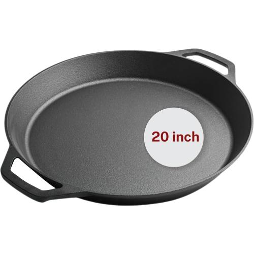 Large Cast Iron Skillet 20 Inch, Pre Seasoned Cast Iron Skillet for Cooking & Frying – XL Heavy Duty Pan with Dual Handles – Ideal for Grill, Oven, Stove, Campfire Use