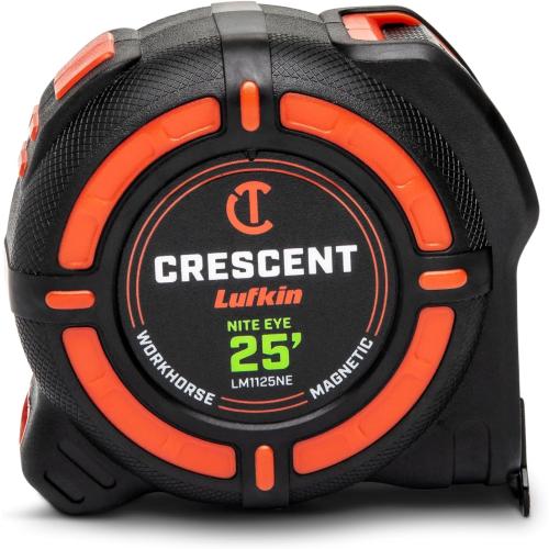 Crescent Lufkin 25 Ft. WORKHORSE NITE EYE Magnetic Tape Measure | LM1125NE