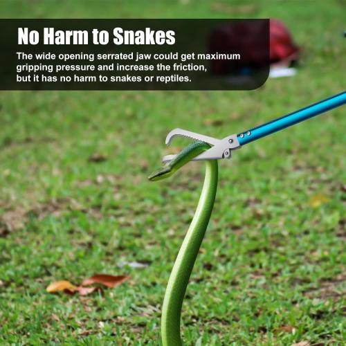 Size 60 Snake Tongs, Professional Aluminum Alloy Standard Reptile Grabber Rattle Snake Catcher Wide Jaw Handling Tool