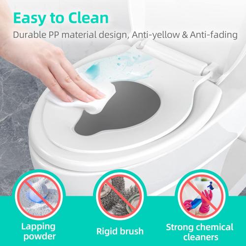 Elongated Toilet Seat with Built-in Potty Training Seat for Toddlers& Adults, Slow Close, Never Loosen, Heavy Duty, Ergonomic, Space Saving Toddler Toilet Seat(Elongated 18.5, Oval)
