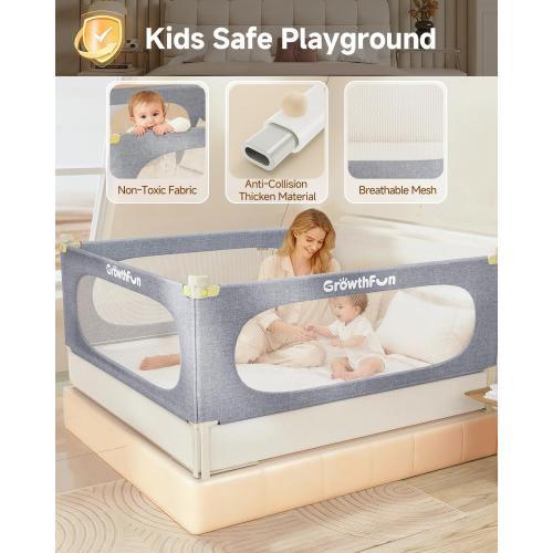 3-Piece Queen Size Bed Rail for Toddlers, Baby Bed Rail Guard with Height Adjustable Toddlers Bed Rail, Kids Safety Bed Rail for Queen Size Bed (78.7x78.7x58.6 - Grey)