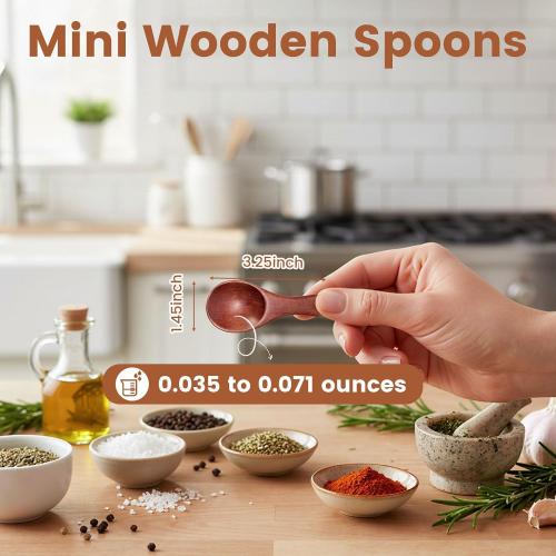 HANSGO 10PCS Small Wooden Spoons, 3.25 Inch Wooden Teaspoons, Cute Little Spoons for Spices, Bath Salt, Grains, Sugar, Coffee, Powder, Dessert, Loose-leaf Tea, Best Gifts, Sturdy & Lightweight