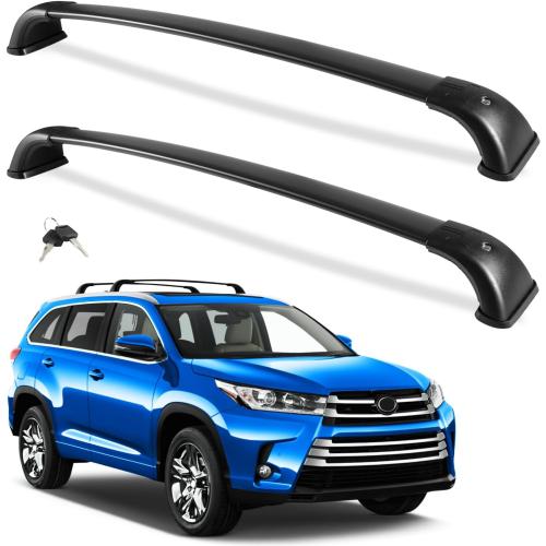 BLACK Lockable Roof Rack Cross Bars 220lb Compatible with 2014-2019 Toyota Highlander XLE Limited & SE & LE Plus & LE with Anti-Theft Metal Heavy Duty Crossbars Black Rooftop Luggage Carrier
