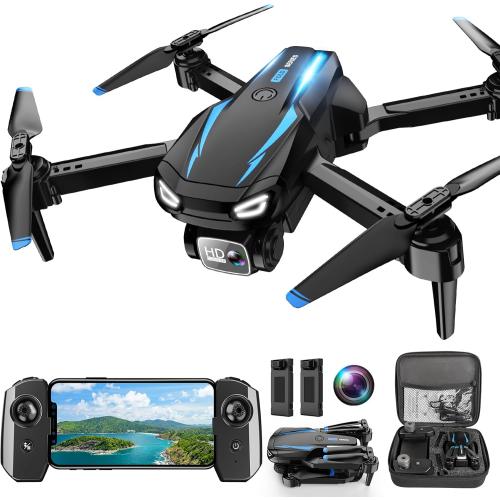 Drone with Camera, 1080P HD FPV Foldable Drone for Kids Adults beginners, Remote Control Quadcopter with Stable Hover, Gestures Selfie, Waypoint Fly, 3D Flips, One Key Start, 2 Batteries