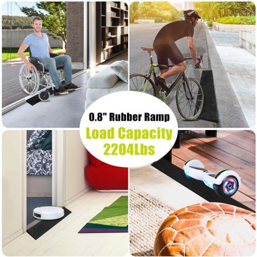 0.8 Rise Rubber Threshold Ramp Doorway, Recycled Solid Rubber Wheelchair Ramp with 2204 Lbs Load Capacity, Temporary Driveway Curb Ramps for Handicap, Door, Scooters (35.4 Lx 5.9 W)