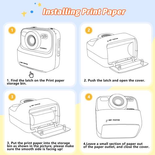 Kids Instant Digital Cameras for Boys and Girls, 1080P HD Dual-Lens Selfie Digital Camera with Print Paper & 32G Card, Christmas Birthday Gifts Toys for Toddler and Teenagers Age 3-16 Years Old