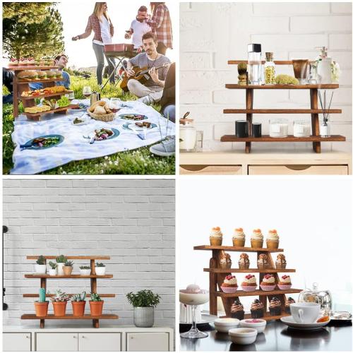 Manspdier Wooden Display Stand Wood Cupcake Stands Tool Free, Rustic Risers for Display Ideal Craft Funko Pop Shelves Table Display Stand for Vendors Wood Riser