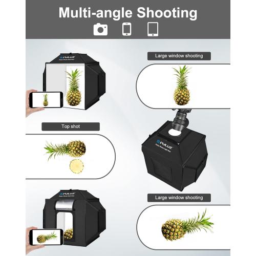 PULUZ Upgraded 16x16 inch Photo Light Box, 480 LEDs Photo Studio Tent Soft Box, CRI 95  Dimmable Shooting Box with 4 Backdrops for Product Photography