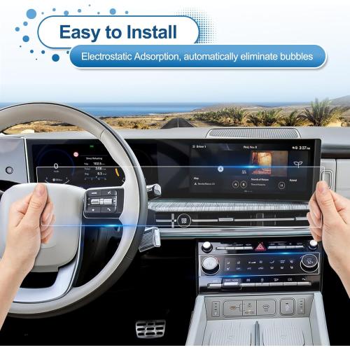 2024 2025 2026 Santa Fe Screen Protector for Hyundai Santa Fe (SEL/XRT/Limited/Calligraphy) (Dual 12.3Inch&AC Displays), 9H Tempered Glass 2026 2025 Santa Fe Hybrid Accessories HD Transparent