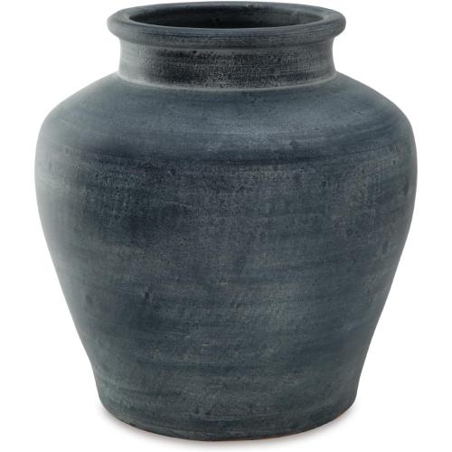 Signature Design by Ashley Meadie Traditional Indoor Terra Cotta Tabletop Vase with Wide Mouth, Blue