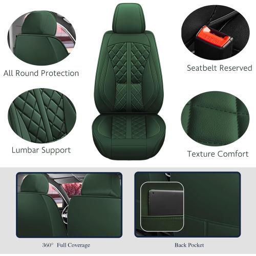 otoez Car Seat Covers Full Set, Universal Leather Seat Cover 5 Seat Waterproof & Breathable Automotive Seat Protector Full Coverage for Cars Sedens, Trucks, SUVs, Vans (Green)