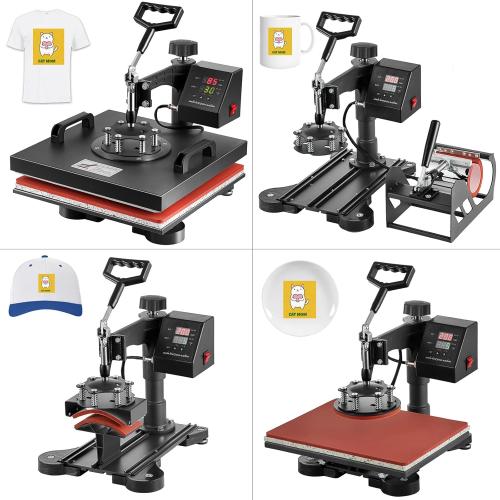 5 in 1 Heat Press Machine, Heat Press 15x15 inch, T Shirt Pressing Machine Slide Out Design, Multifunction Heat Press Transfer Machine Sublimation Combo for T-Shirt/Hat/Mug/Plate