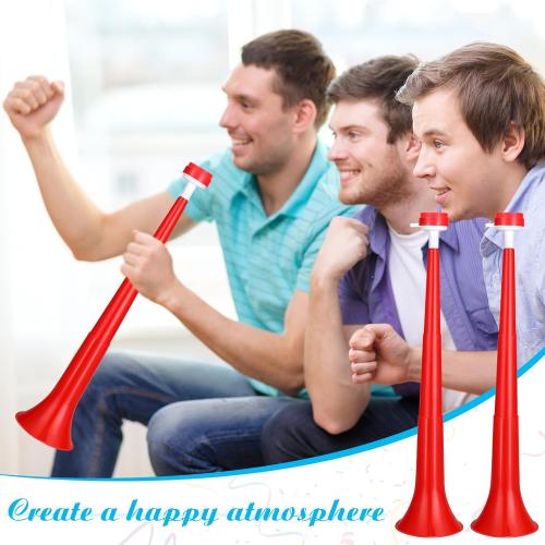 Red 4 Pcs Stadium Horn Vuvuzela Plastic Collapsible Cheering Trumpets for Sporting Events Football Carnival Party Supplies (Red)