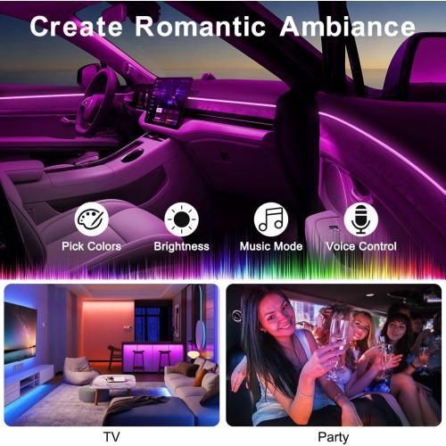 Interior Car LED Strip Lights APP Control, 5 in 1 RGB 16 Million Colors Ambient Lighting Kit with 236 inches Fiber Optic, Music Mode Inside Car Lighting Decorations