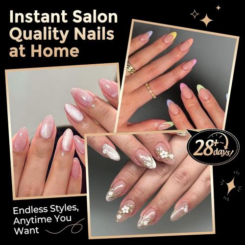 Short Almond Nail Tips: 504pcs Pre-Etched Soft Gel Nail Tips, Tri-Layer Core Short Fake Nails, 12 Sizes Half Matte Full Cover Clear Press on Nails Extension DIY for Flat & Natural Nail Beds