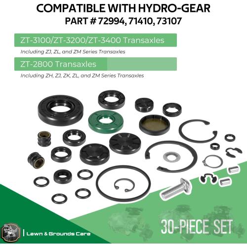 72994 Transaxle Seal Service Kit for Hydro-Gear ZT-2800 ZT-3100 ZT-3200 and ZT-3400 Rebuild, Charge Pump Gerotor Seal Part, 30-piece set