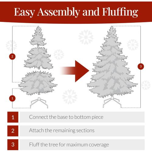 Best Choice Products Artificial Christmas Tree, 6ft Premium Unlit Pine Design, Dense Branches Realistic Holiday Décor​ w/Easy Assembly - Frosted Pine
