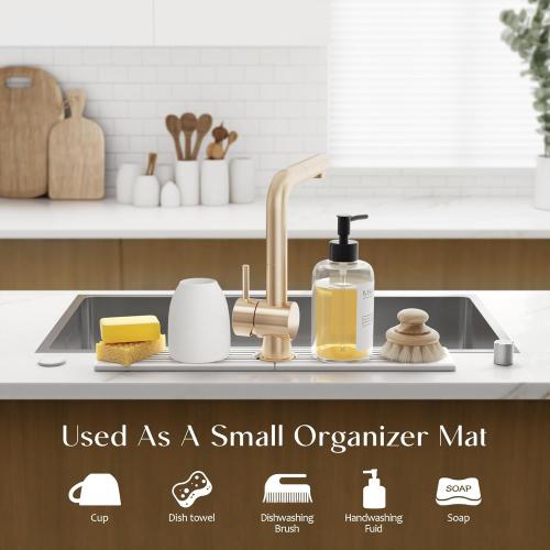 Eormoe Faucet Mat for Kitchen Sink – Diatomite Stone Drying Mat & Sink Protectors, Prevent Moisture – Sink Splash Guard Water-Absorbing Stone Tray for Bathroom Counter (Light Grey, 23.6 x 3.9)